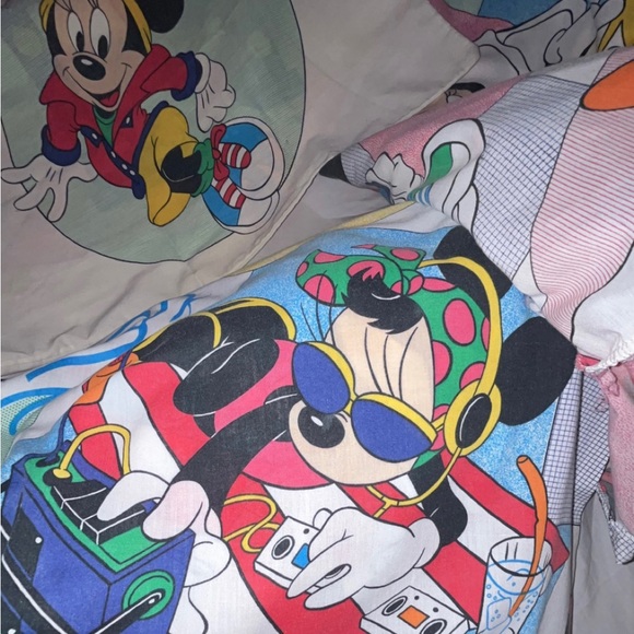 Vintage 1980s Minnie Mouse Twin Bed Sheets Set Double Sided Pillow Case USA Made - Picture 4 of 7